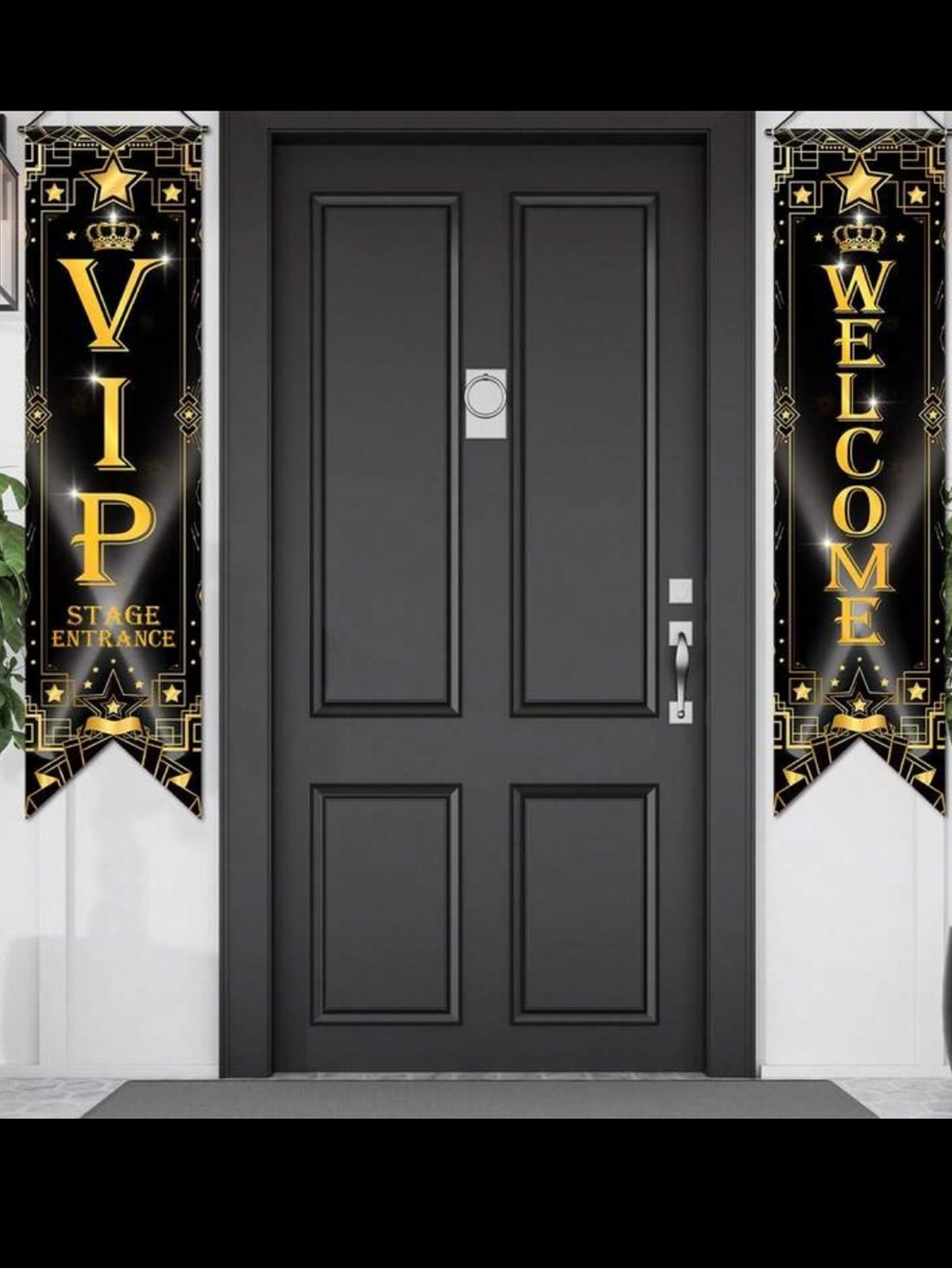 Black and Gold VIP Welcome Door Banner Set